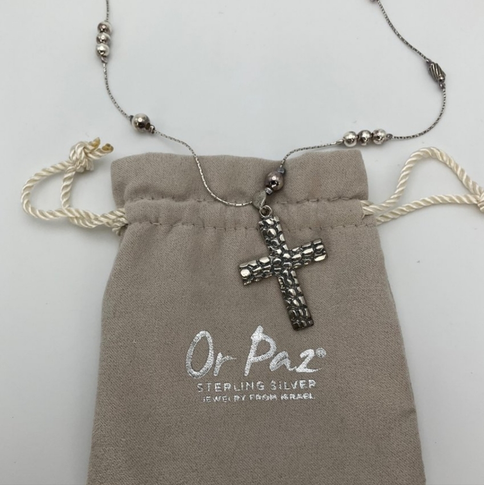 Sterling silver cross necklace 32 inches long. See all pics!See my other listi